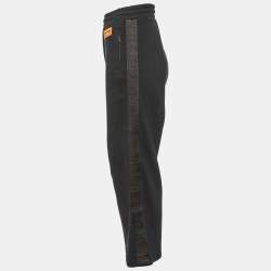 Heron Preston Black Cotton Logo Tape Detail Sweatpants L