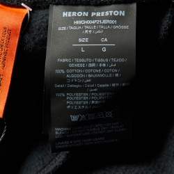 Heron Preston Black Cotton Logo Tape Detail Sweatpants L