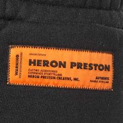 Heron Preston Black Cotton Logo Tape Detail Sweatpants L