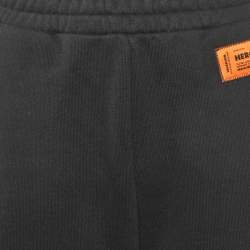 Heron Preston Black Cotton Logo Tape Detail Sweatpants L