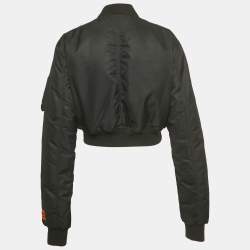 Pre Owned Heron Preston Black Patch Work Nylon Padded Crop Jacket S