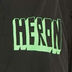 مملوكة مسبقًا جاكيت هيرون بريستون أسود نايلون بسحاب مقاس كبير