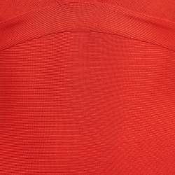 Pre Owned Herve L Leroux Red Bandage Knit Bodycon Dress S