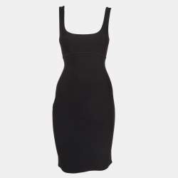 Herve L Leroux Vintage Black Stretch Knit Sleeveless Bodycon Dress S