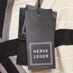 مملوكة مسبقًا Herve Leger Black/White Knit Frederique Bandage Dress M