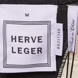 مملوكة مسبقًا Herve Leger Black/White Knit Frederique Bandage Dress M
