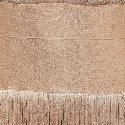 Herve Leger Metallic Lurex Knit Fringed Bodycon Evening Gown M
