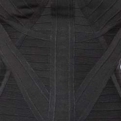 مملوكة مسبقًا Herve Leger Black Bandage Knit Strapless Kabele Dress S