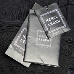 مملوكة مسبقًا Herve Leger Black Bandage Knit Strapless Kabele Dress S