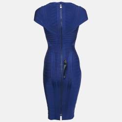 Herve Leger Cobalt Blue Bandage Knit Jersey Layton Dress XS