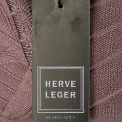 Pre Owned Herve Leger Dusty Pink Knit Florencia Bandage Mini Dress S