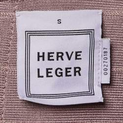 Pre Owned Herve Leger Dusty Pink Knit Florencia Bandage Mini Dress S