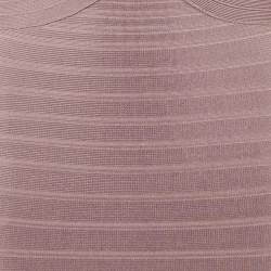 Pre Owned Herve Leger Dusty Pink Knit Florencia Bandage Mini Dress S