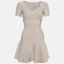 مملوكة مسبقًا Herve Leger Pink Stretch Knit Trish Mini Dress XS