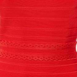 مملوكة مسبقًا Herve Leger Red Jersey Aubree Midi Dress M