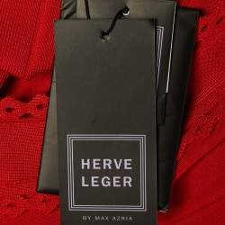 مملوكة مسبقًا Herve Leger Red Jersey Aubree Midi Dress M