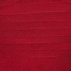 Pre Owned Herve Leger Lipstick Red Sleeveless Darby Bandage Dress S