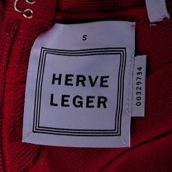 Pre Owned Herve Leger Lipstick Red Sleeveless Darby Bandage Dress S