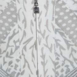 Pre Owned Herve Leger Dove Grey Multi Print Paneled Halter Bandage Dress XS