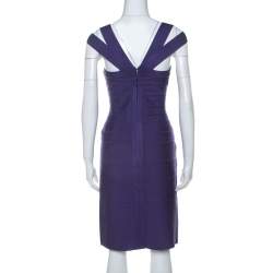 Pre Owned فستان هيرفي ليجر بانديدج بلا أكمام بنفسجي L