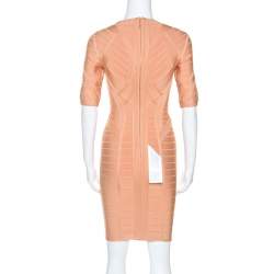 Herve Leger Cream Knit Helena Novelty Essentials Dress XS