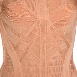 Herve Leger Cream Knit Helena Novelty Essentials Dress XS