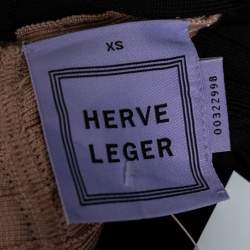 Herve Leger Beige & Black Karina Bandage Sleeveless Bodycon Mini Dress XS