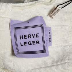 Herve Leger Off White Bandage Sleeveless Bodycon Mini Dress S
