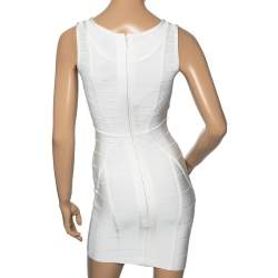 Herve Leger Off White Bandage Sleeveless Bodycon Mini Dress S