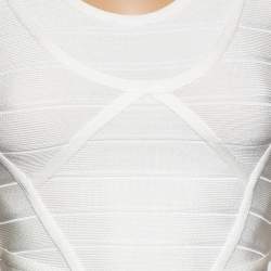 Herve Leger Off White Bandage Sleeveless Bodycon Mini Dress S