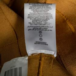 Pre Owned Herve Leger Gold Knit Tonal Panel Detail Halter Neck Lilou Dress XS