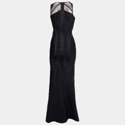 Herve Leger Black Bandage Sequin Embellished Halle Bodycon Gown XS