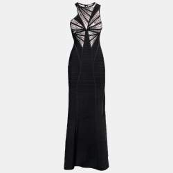 Herve Leger Black Bandage Sequin Embellished Halle Bodycon Gown XS
