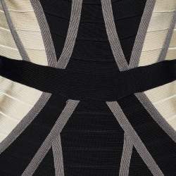Herve Leger Monochrome Colorblock Knit Frederique Strapless Dress M