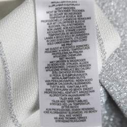 Pre Owned Herve Leger Silver Metallic Lurex-Knit Bandage Mini Dress L