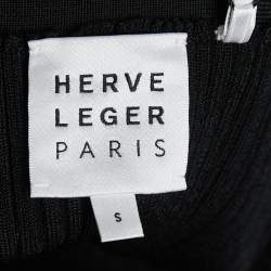 Pre Owned Herve Leger Black Ribbed Knit Pencil Skirt S