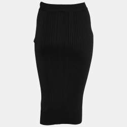 Pre Owned Herve Leger Black Ribbed Knit Pencil Skirt S