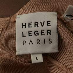 مملوكة مسبقًا Herve Leger Light Pink Sleeveless Bandage Mini Dress L