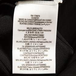 مملوكة مسبقًا Herve Leger Navy Blue/Black Mesh Trim Knit Ruched Bandage Dress L