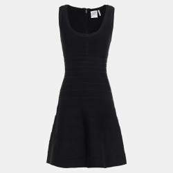 Herve Leger Black Bandage Knit Mini Dress L
