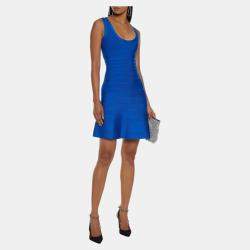 Herve Leger Blue Bandage Knit Mini Dress M