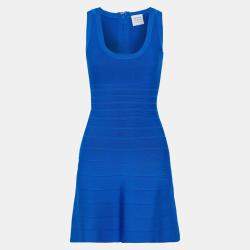 Herve Leger Blue Bandage Knit Mini Dress M