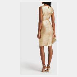 Pre Owned Herve Leger Rayon Knee Length Dress XL