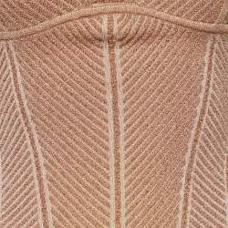 Herve Leger Metallic Rose Gold Knit Midi Dress XS