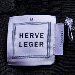 Herve Leger Black Studded Stretch Knit Bandage Dress M