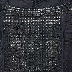 Herve Leger Black Studded Stretch Knit Bandage Dress M