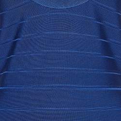 مملوكة مسبقًا Herve Leger Blue Knit Sleeveless Bandage Dress S