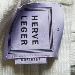 Pre Owned Herve Leger Off-White Jersey Bandage Short Dress S