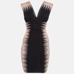 Herve Leger Black/Pink Bare Comb Pattern Jersey Sleeveless Mini Dress S