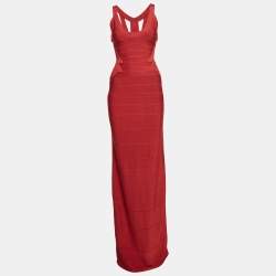 Herve Leger Scarlet Red Jersey Sleeveless Bandage Dress S